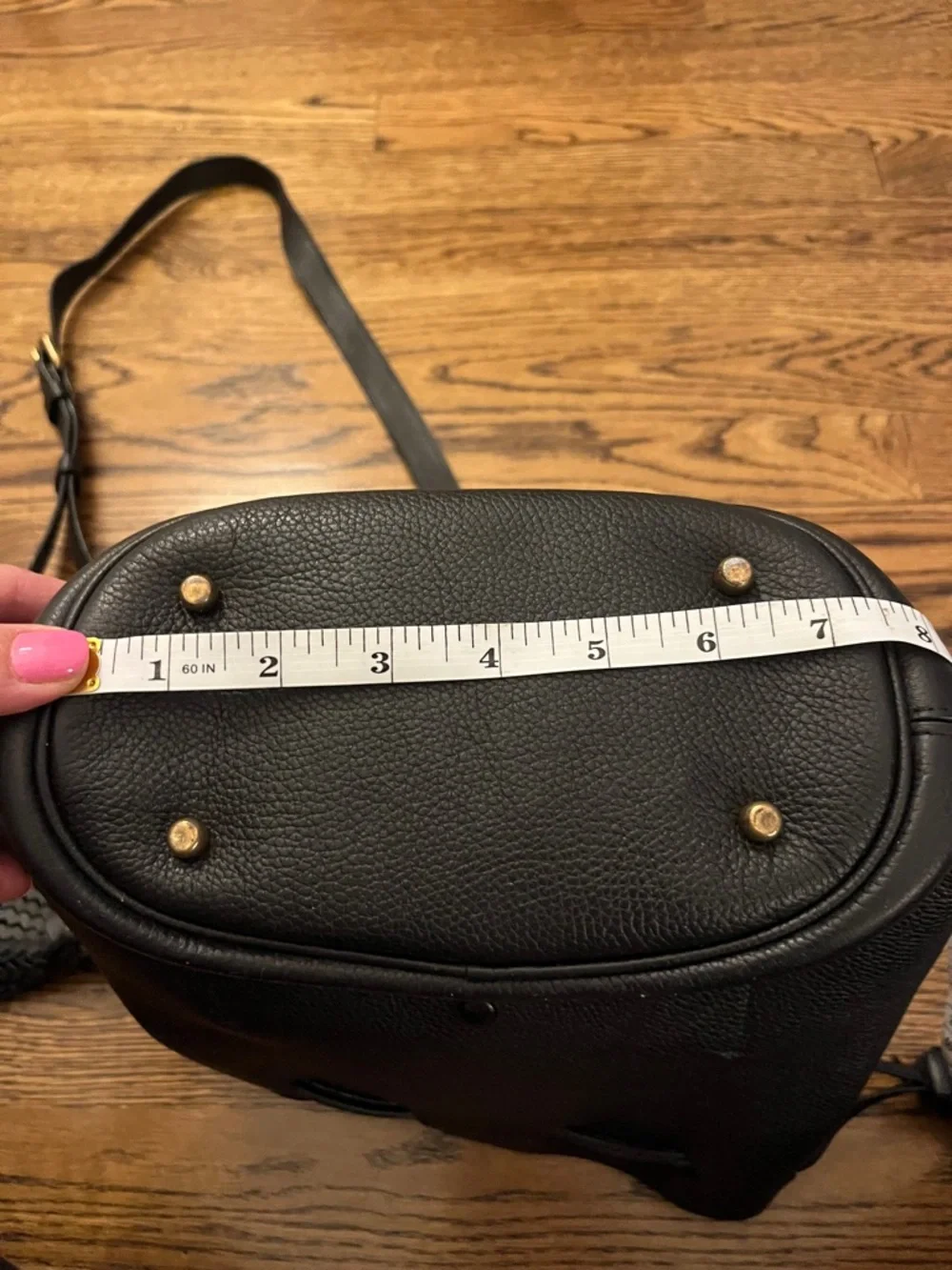 COACH Lora Bucket Bag With Whipstitch Detail Black Pebbled Leather 651